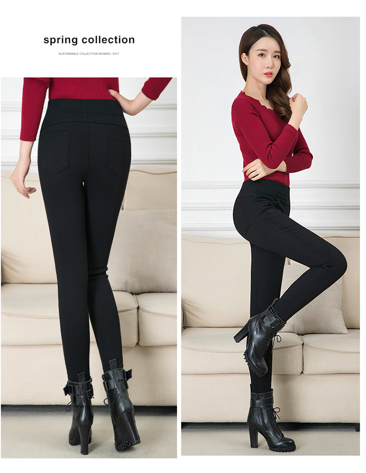 妈妈加绒裤子冬新款高腰格子加厚中老年外穿小脚女裤松紧腰打底裤