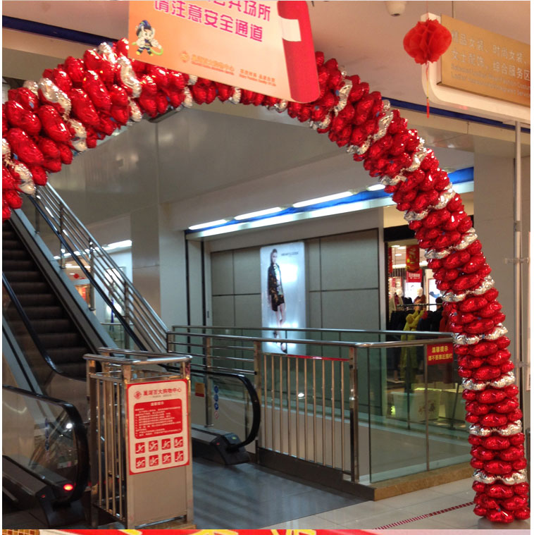 玫红50个2四叶草铝膜气球拱门结婚庆派对生日装饰布置心形四叶草气球