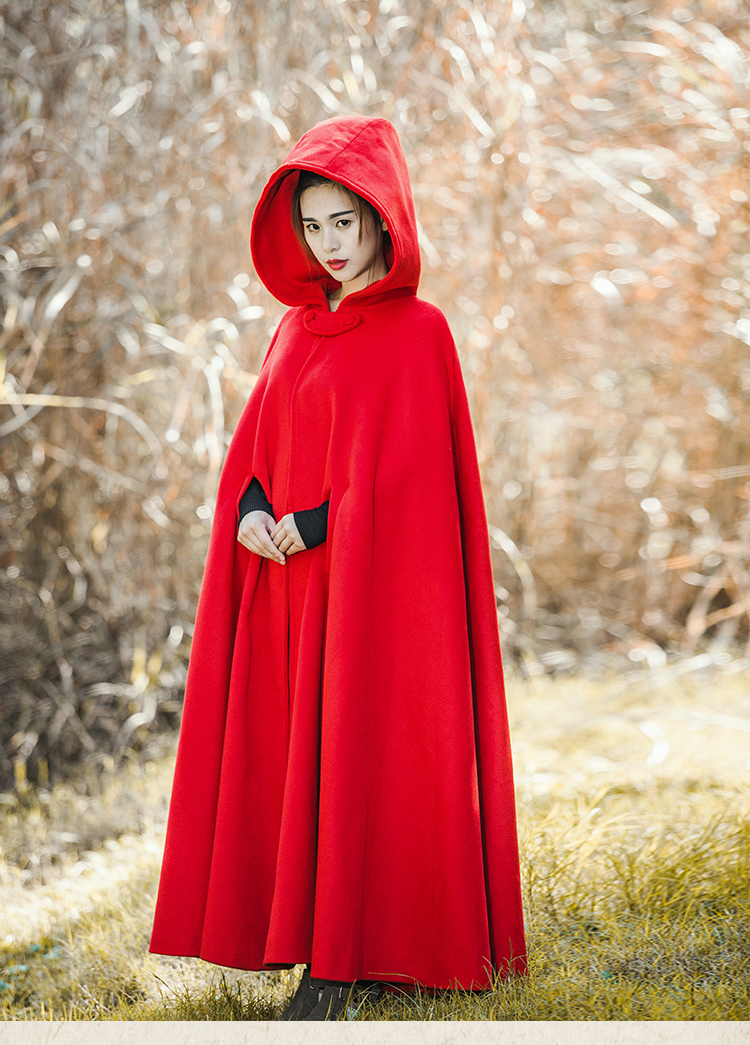 qma新款筱辰无心法师复古毛呢外套女长款加厚长冬装大码斗篷披风大衣