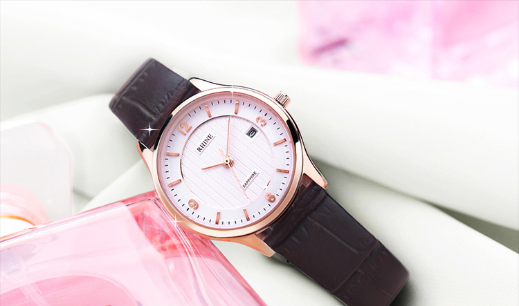 自营rhine莱茵手表皮带时尚系列超薄防水石英情侣表89121