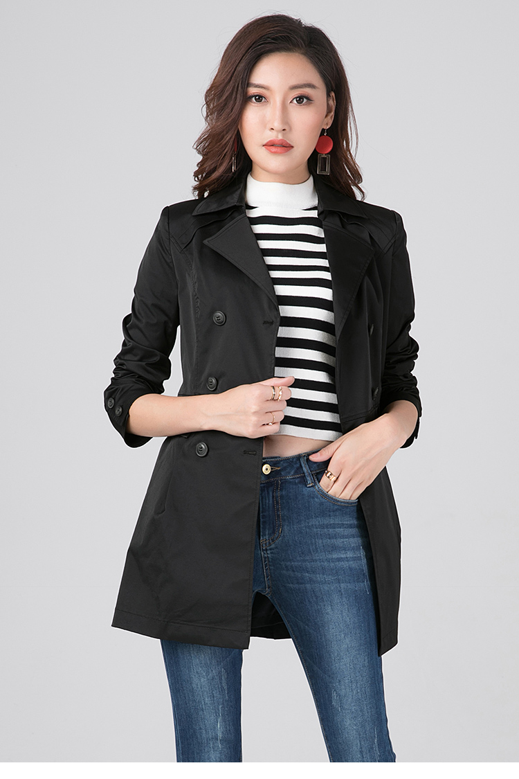 逸阳上衣逸阳秋季新款修身显瘦中长款风衣