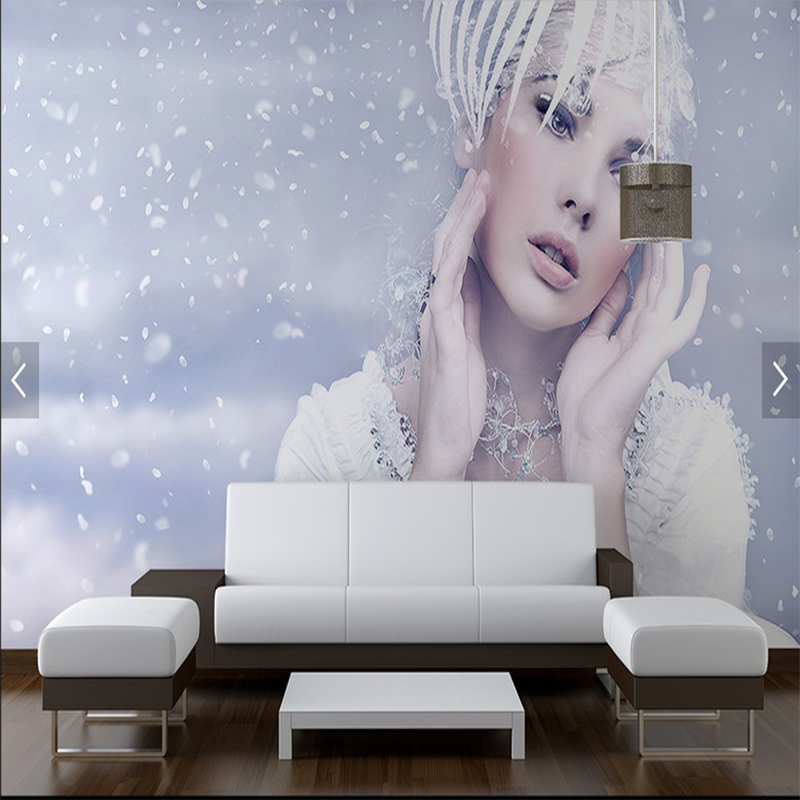 梦幻美女背景墙时尚美女美容美甲模特形象墙时尚潮流彩雕墙纸壁画壹德