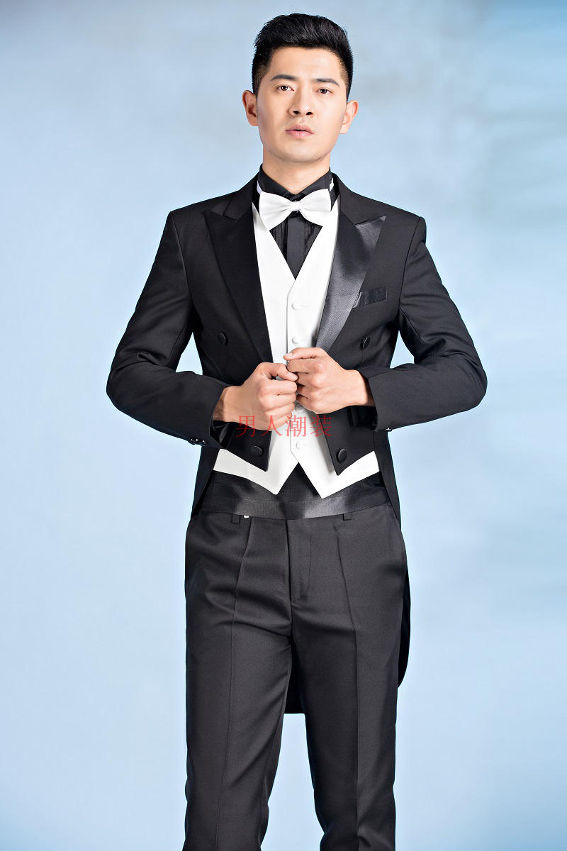 曼妮(zmany)男士西服套装 mtiny高档男士燕尾服舞台演出服舞蹈合唱服