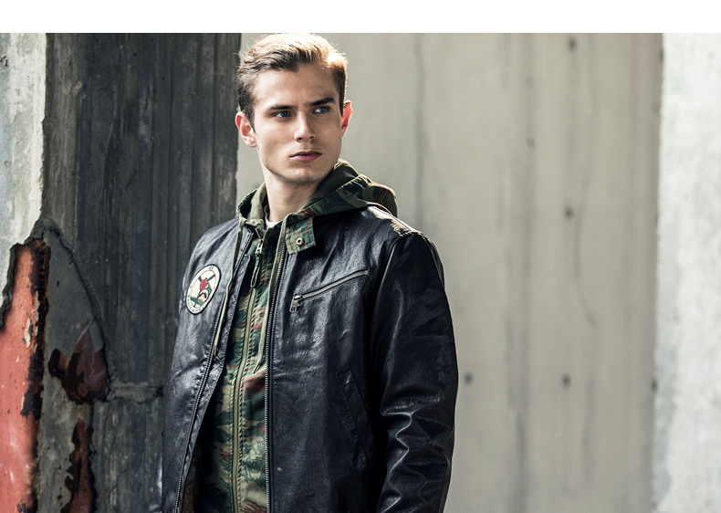 ak男装秋季新款军事复古飞虎队pu空军飞行短版皮夹克男士外套