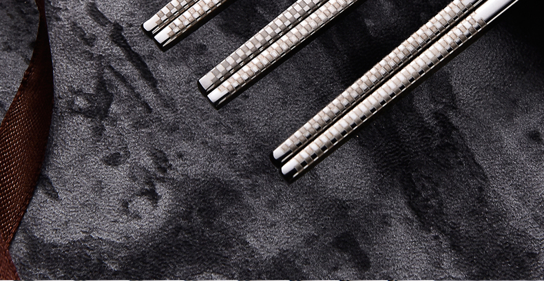 不锈钢筷子304家用防滑耐高温不霉银铁合金快子套装家庭装10双