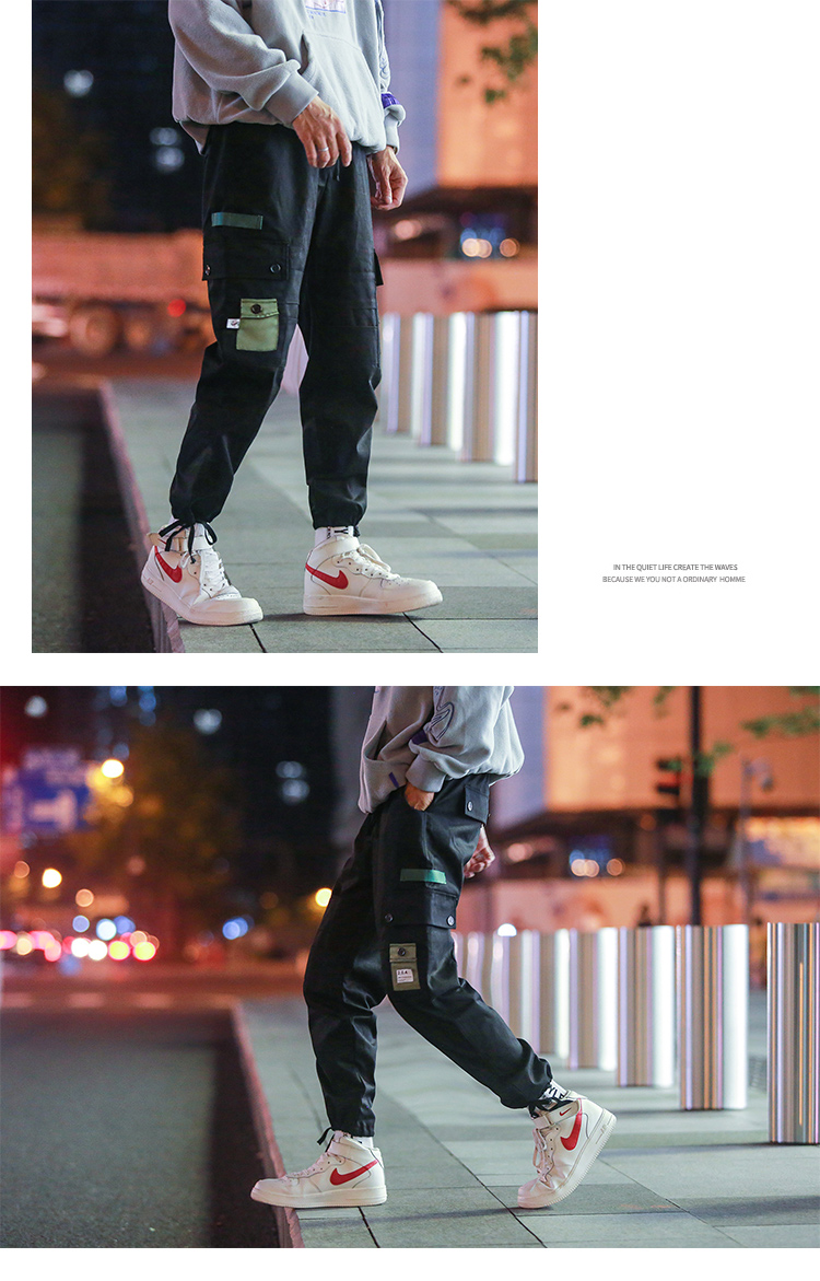 uyukuyuk日系复古余文乐工装裤男士潮牌宽松多口袋直筒休闲裤拼接耐磨
