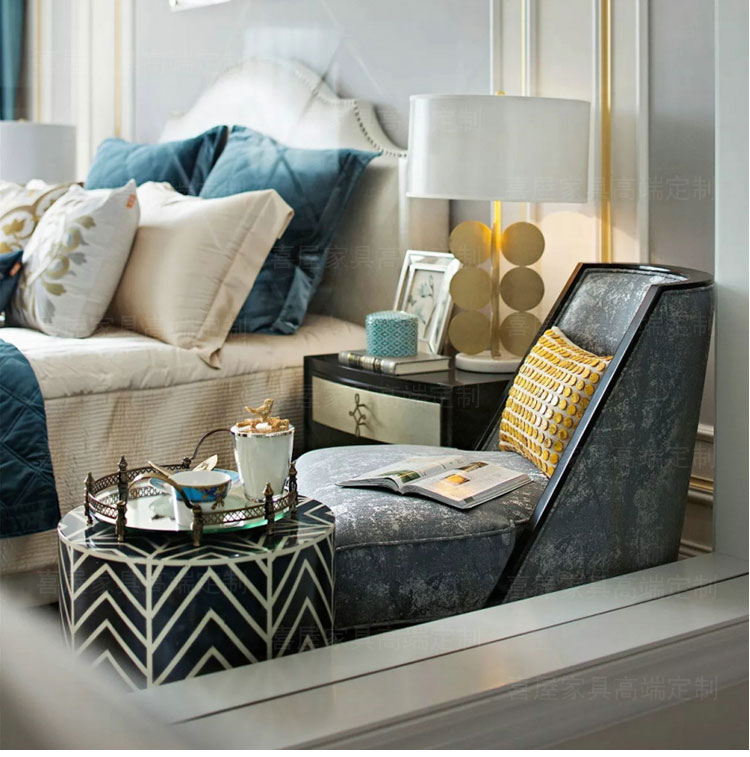 后现代轻奢客厅沙发组合 意式简美别墅酒店样板房港式家具定制