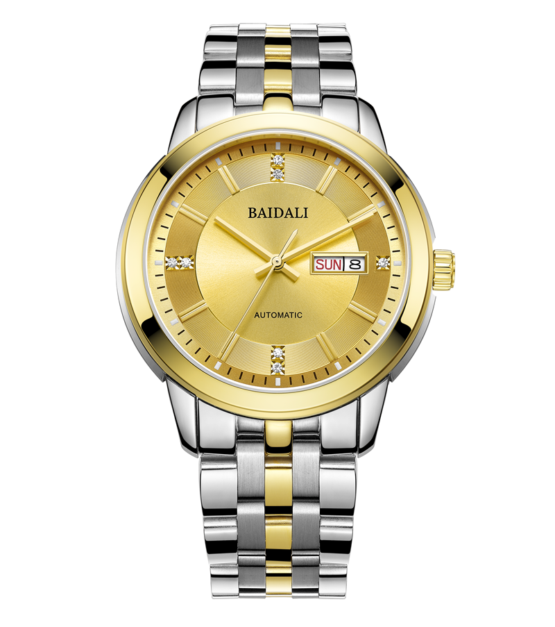 经典双历佰达利全自动商务机械对表不锈钢表带15032