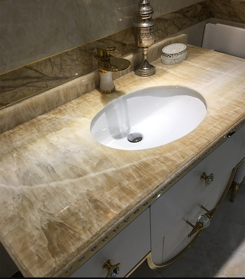 豪华欧式浴室柜组合大理石台面洗漱台卫浴柜洗脸盆柜卫生间化妆台