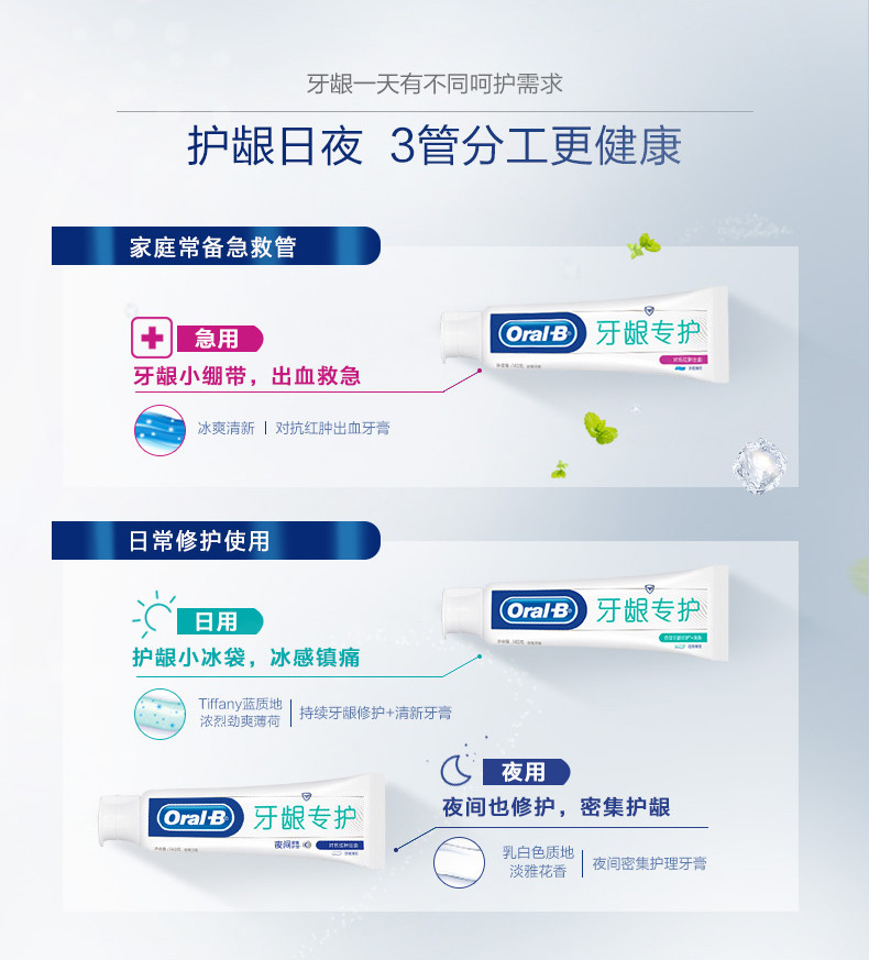 欧乐boralb排浊泡泡牙膏牙龈专护夜间密集护理40克