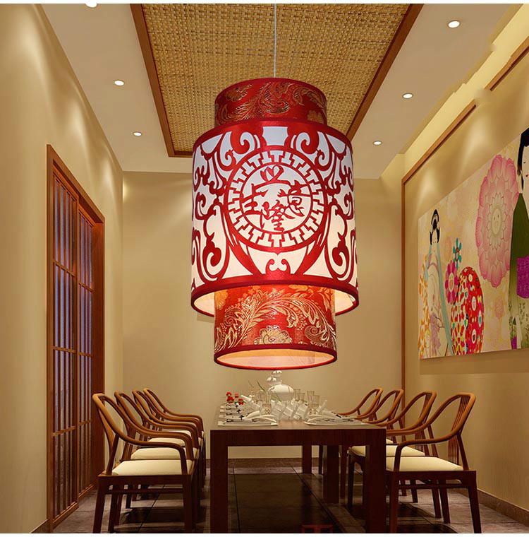 中式羊皮灯创意红色灯笼仿古火锅店灯面馆茶餐厅灯具