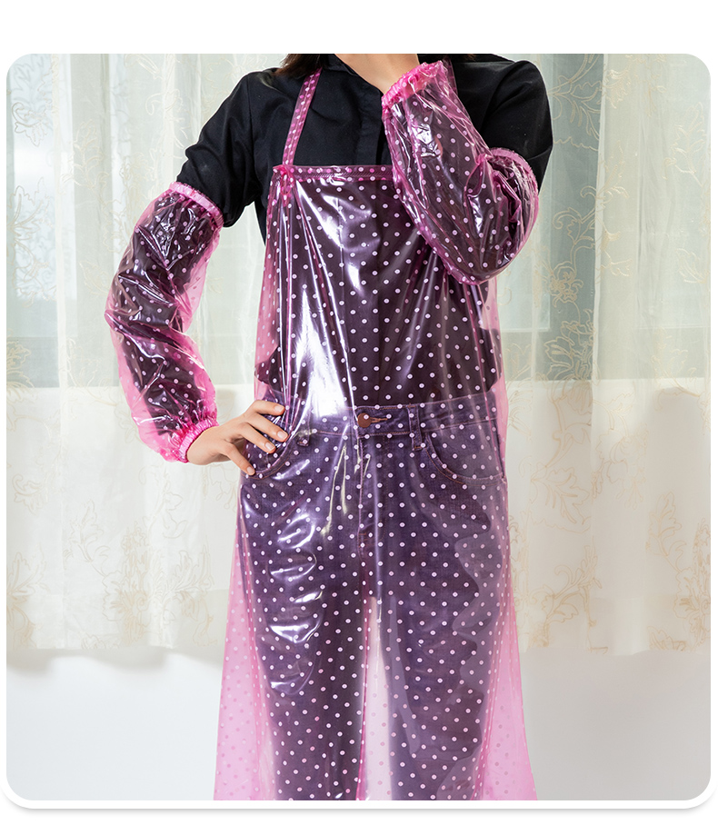 家用防水围裙女厨房防油污围腰男游泳馆围兜水产店软塑料围裙袖套