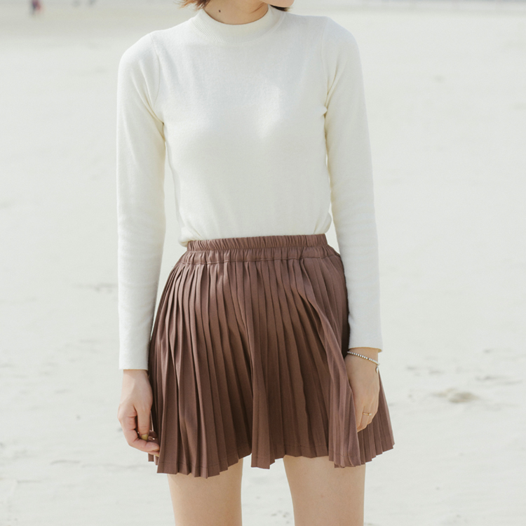 新款式纯色细百褶短裙春秋女半身裙2021新款韩版百搭a字裙定制款