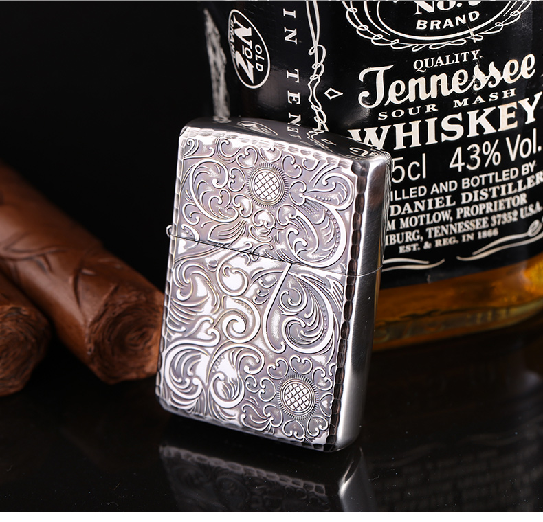 原装zippo煤油打火机正版蔓延复古花藤曼盔甲机重机美国原装限量版