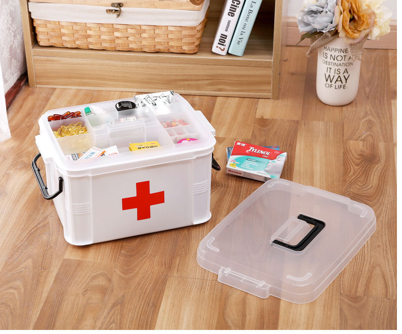 家庭儿童幼儿园大号医药箱多层急救箱保健收纳箱子家用塑料药品箱多