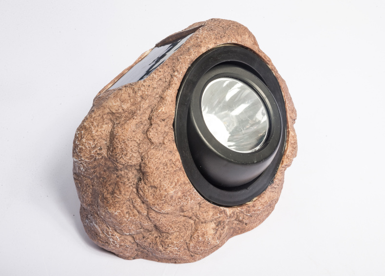 定制太阳能花园摆件射灯仿真石头塑投射灯室外防led景观庭院别墅坪