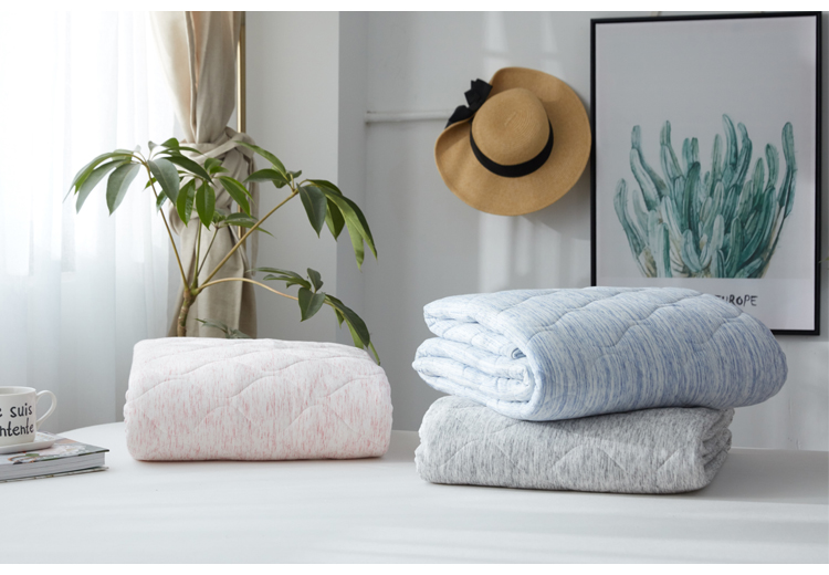 日系针织天竺纯棉薄被空调被单双人夏季薄被子可水洗夏凉被被芯