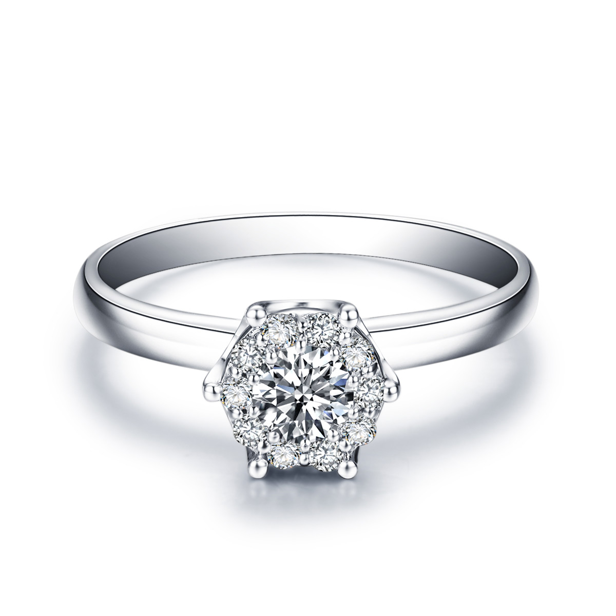 佐卡伊(zocai) 白18k金戒指 钻石女戒婚戒裸钻定制结婚钻戒珠宝正品