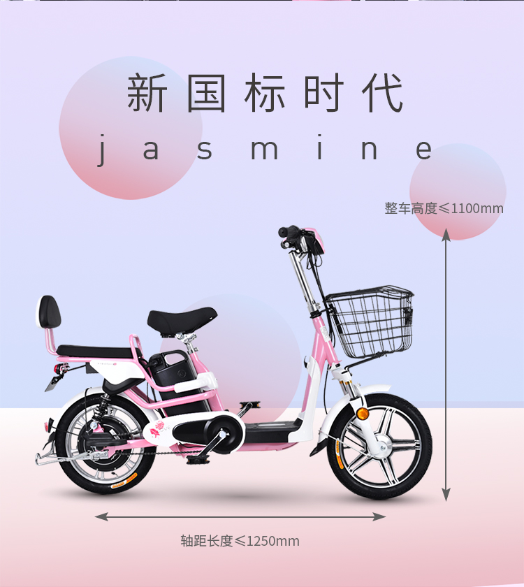 爱玛aima电动车新茉莉代步车轻便锂电池可提取充电新国标车型