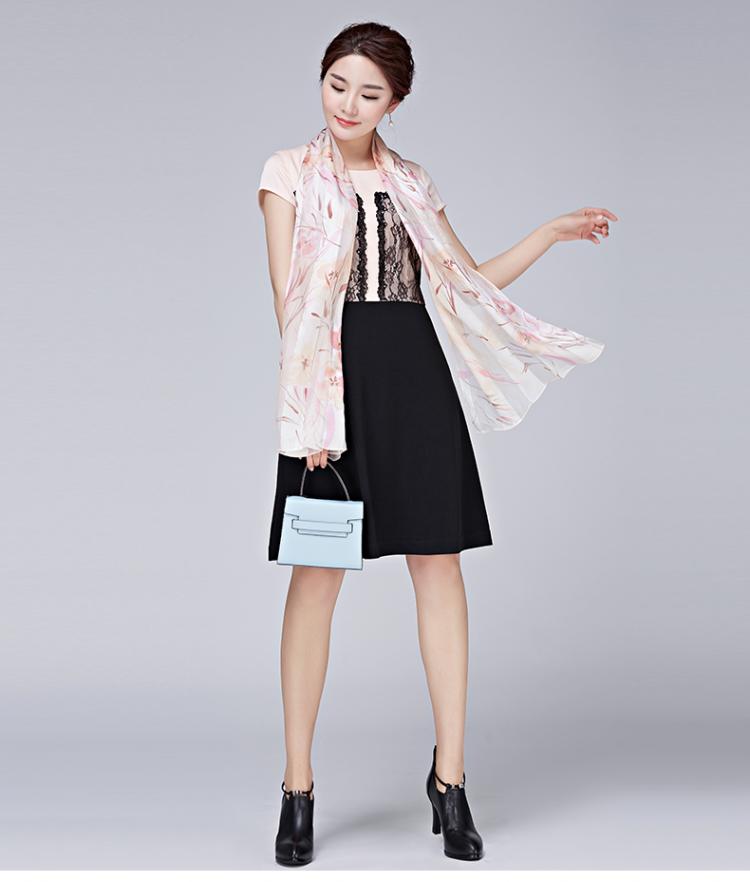 绣娘丝绸2017时尚商务系列优雅半袖桑蚕丝连衣裙