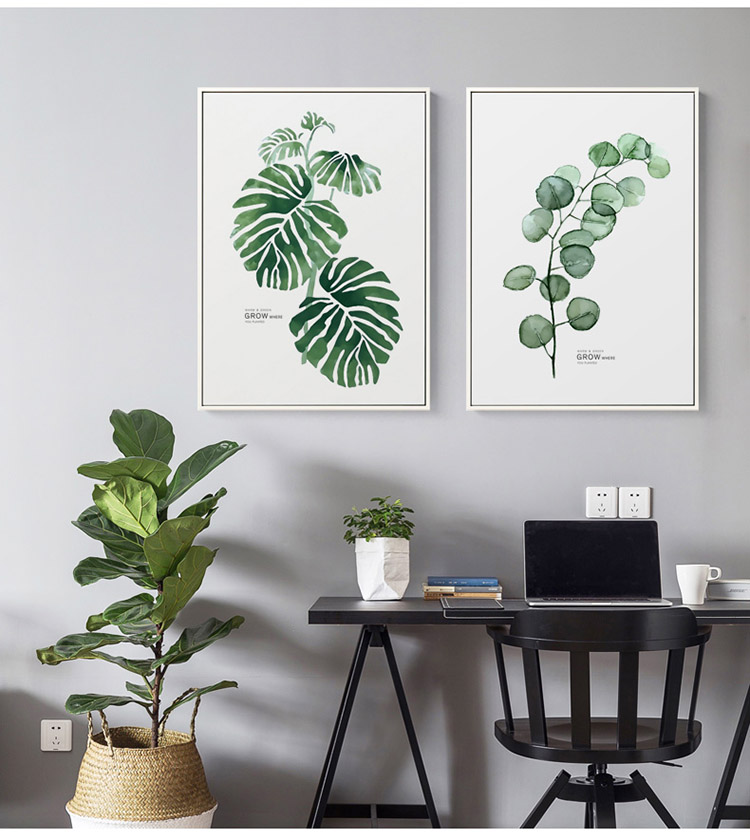 壁饰客厅现代简约清新绿植装饰画叶子龟背竹墙画植愈系g珍珠吊兰