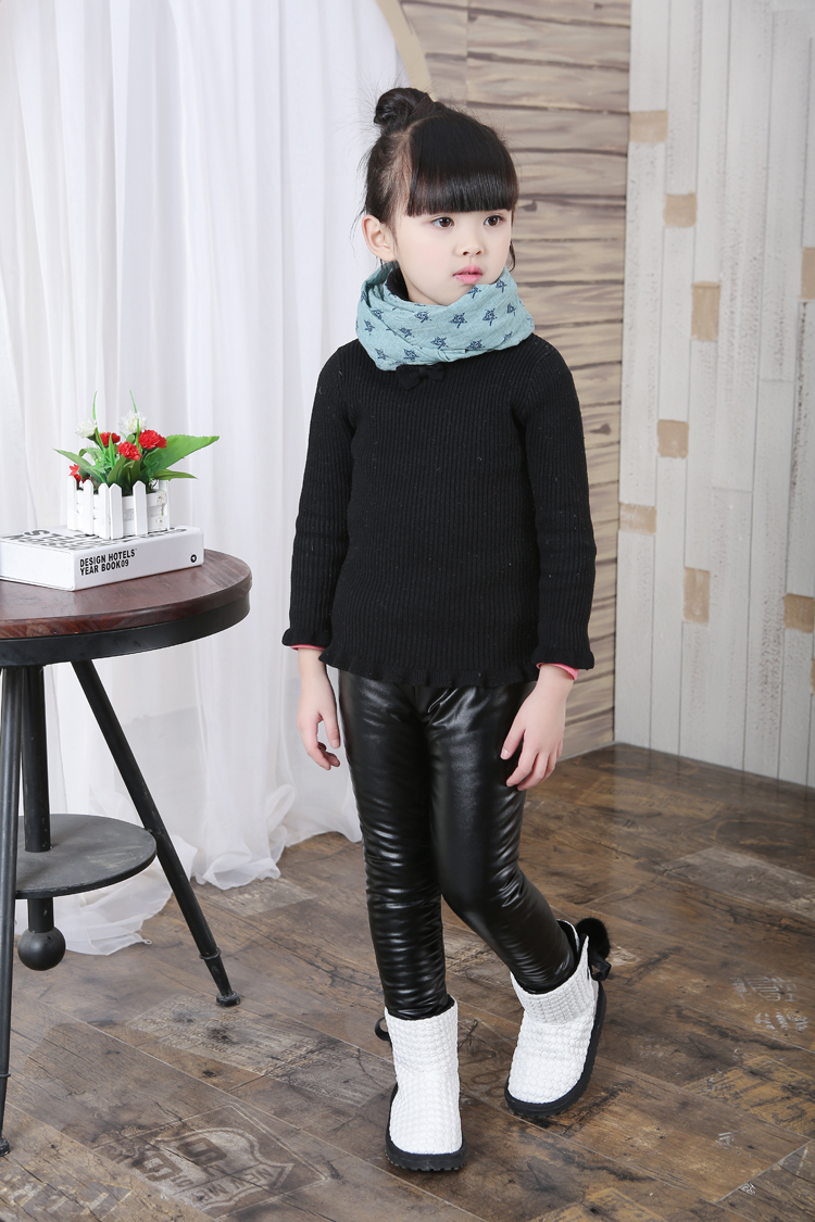 促销童装冬装女童裤29岁冬款儿童修身pu皮裤加绒加厚打底裤6冬季棉裤