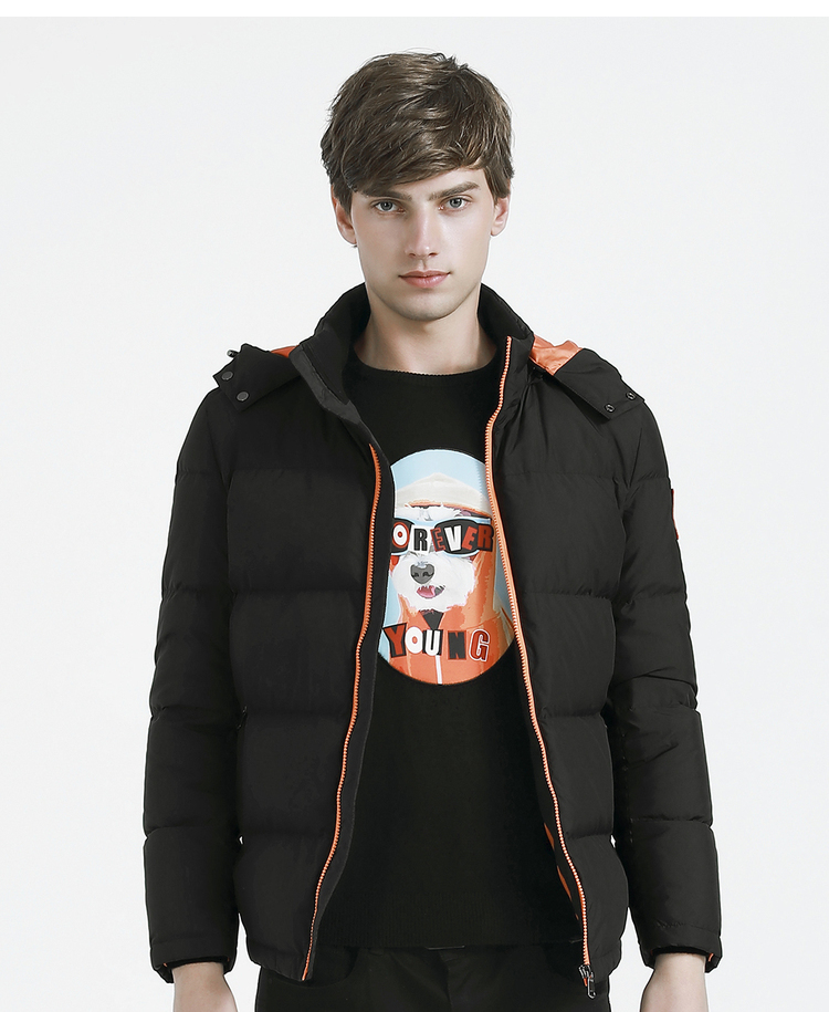 卡宾男装新款连帽羽绒服青年修身休闲保暖上衣潮外套2018春冬