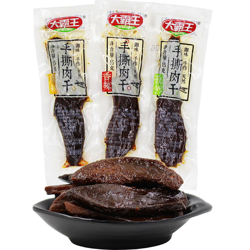 湖南特产大霸王手撕肉干30包香辣麻辣孜然风干鸭肉零食网红包装混合