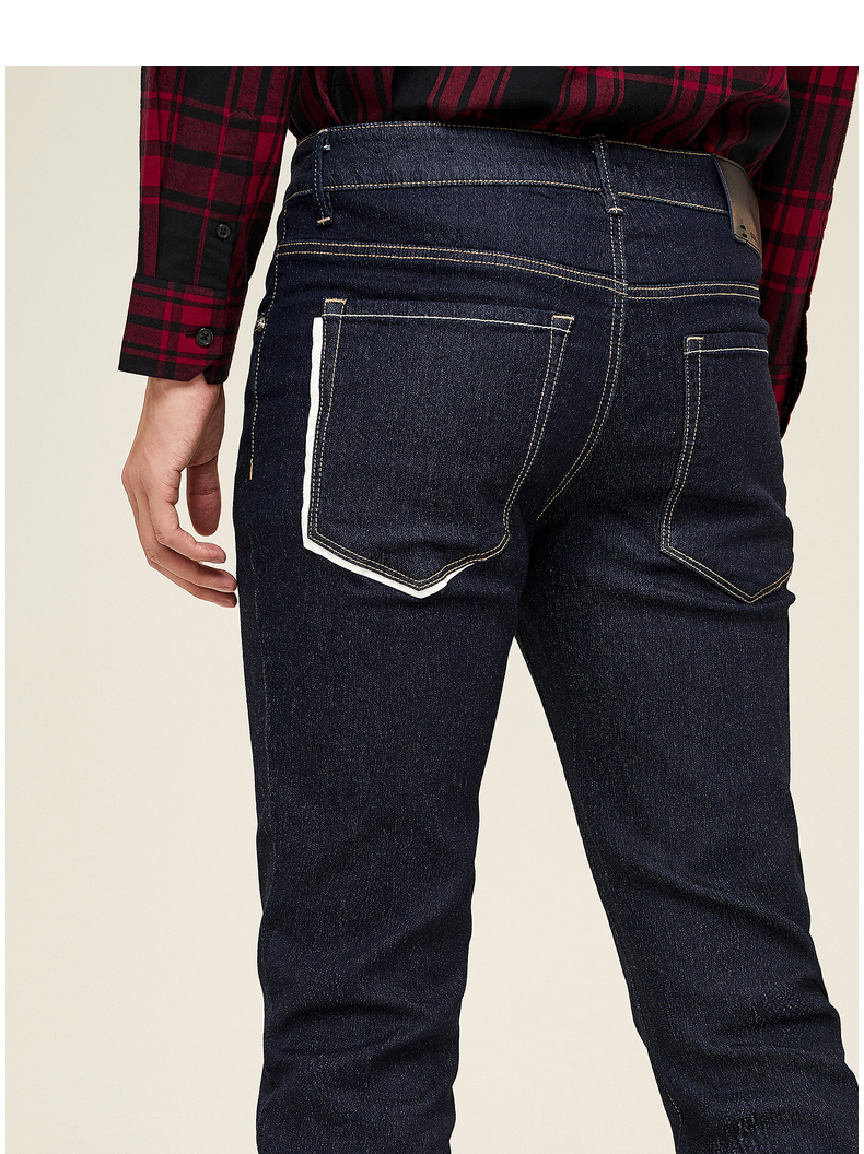 gxg牛仔裤男装 秋季男士时尚潮流气质休闲都市深蓝色修身牛仔长裤