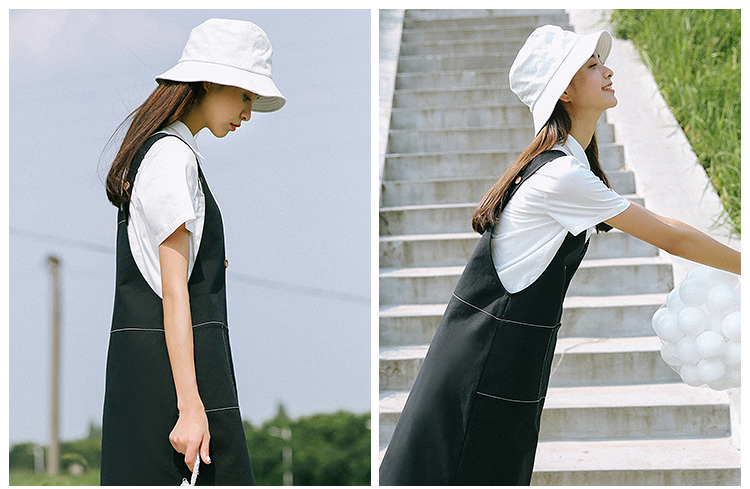 mtiny韩国帽子女白色渔夫帽棉盆帽潮男女可折叠遮阳布帽大檐帽防晒