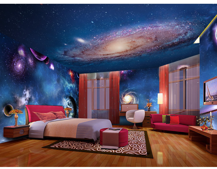 棚顶装修宇宙科幻星空3d主题酒吧个性背景墙纸咖啡店吊顶壁纸壹德壹