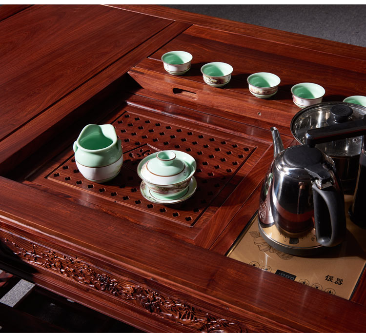 琪梦红木家具小叶红檀茶桌椅组合实木茶台一桌五椅组合茶桌休闲泡茶桌