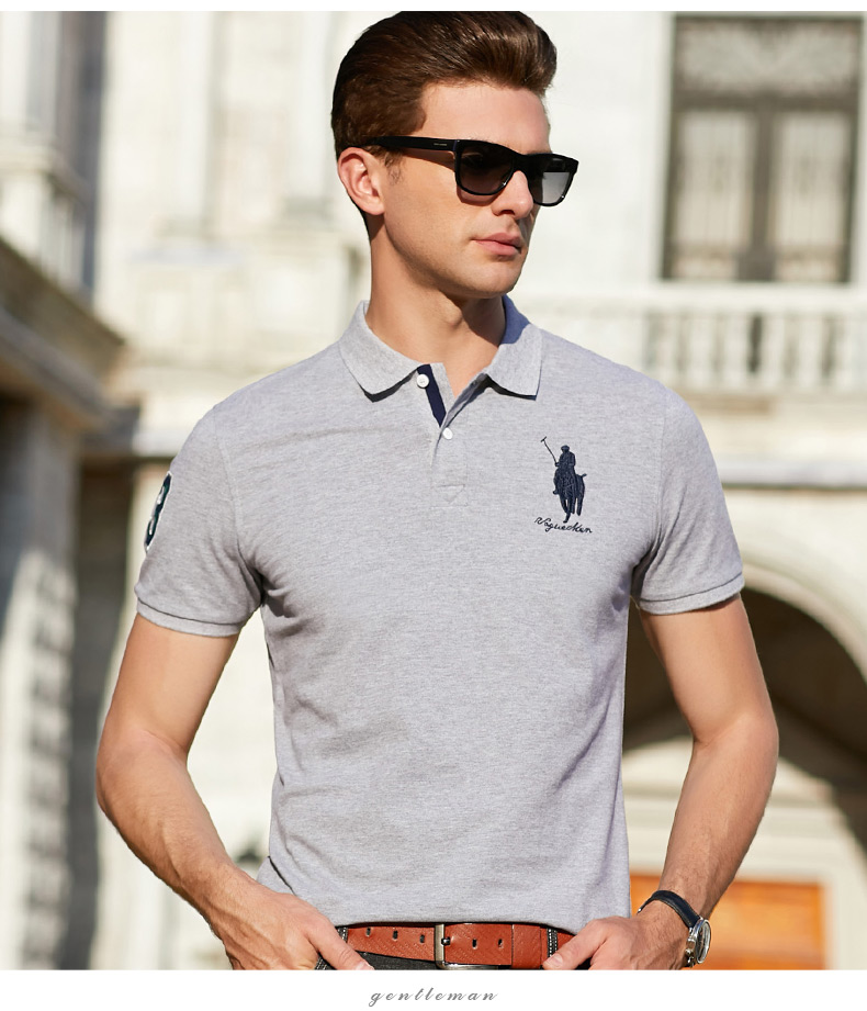 富贵鸟fuguiniao男士polo衫2019夏季新款商务休闲短袖t恤纯色印花织标