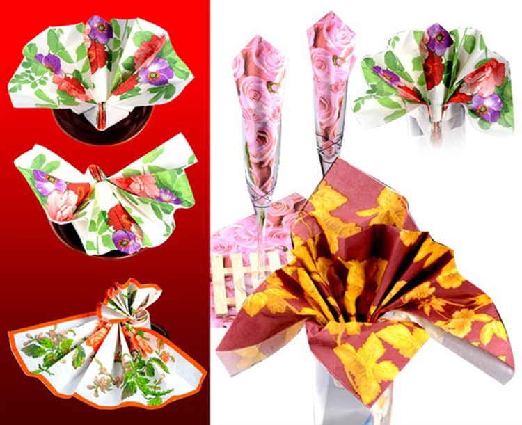 吉祥鸟印花餐巾纸酒店喜宴婚庆餐厅纸彩色蝴蝶口布酒杯插花纸20张10