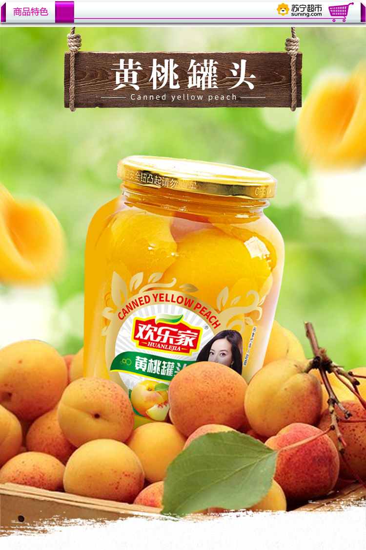 欢乐家黄桃罐头900g瓶2桔子罐头900g瓶2