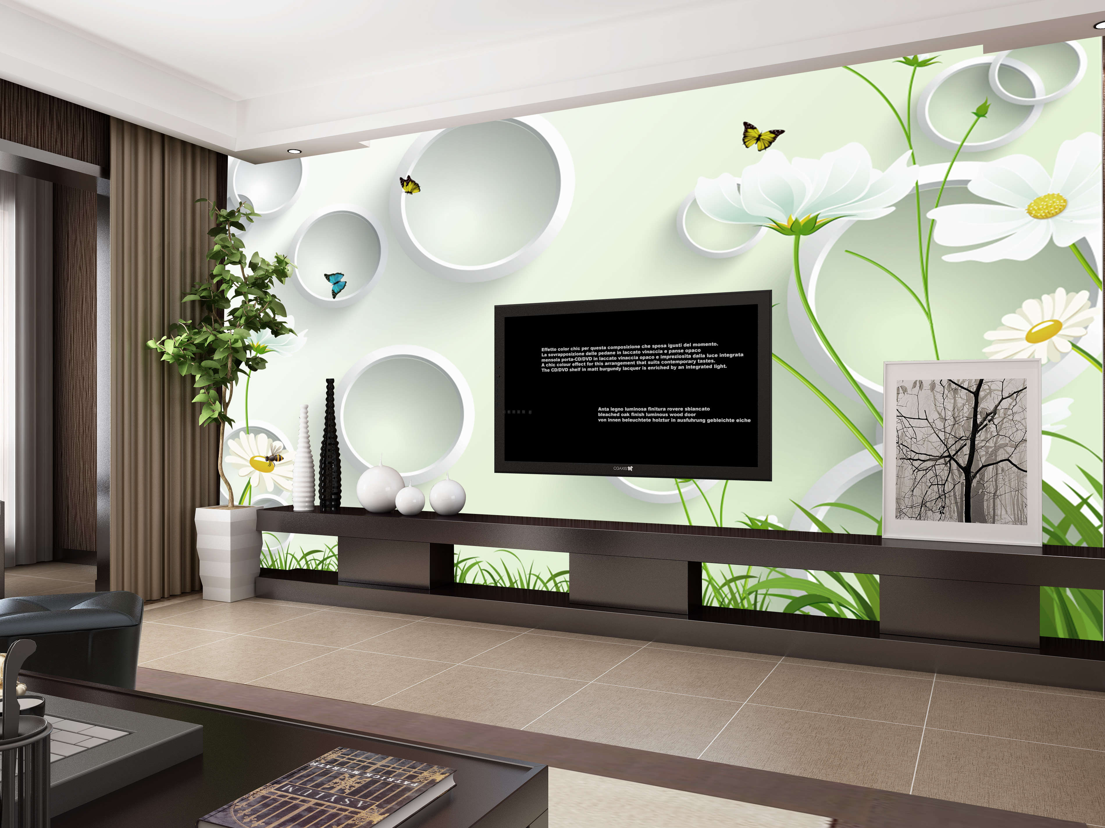 温馨现代简约北欧电视背景墙效果图 – 设计本装修效果图
