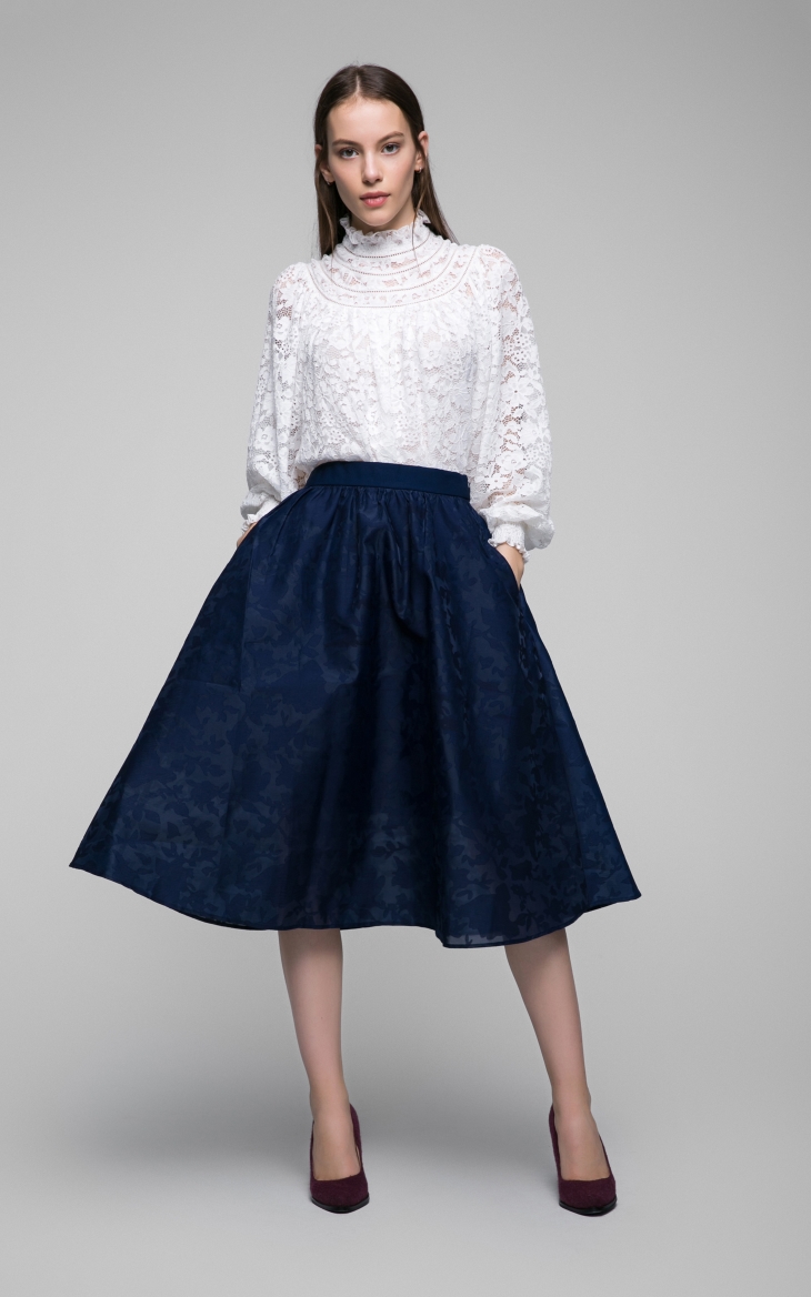 902新款veromoda简约花色a字裙摆合体半身裙定制