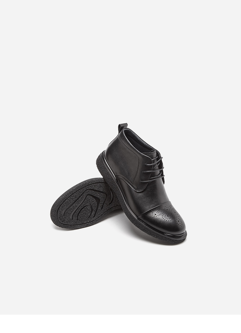 热风hotwind2018年冬季新款系带男士休闲靴h94m8406