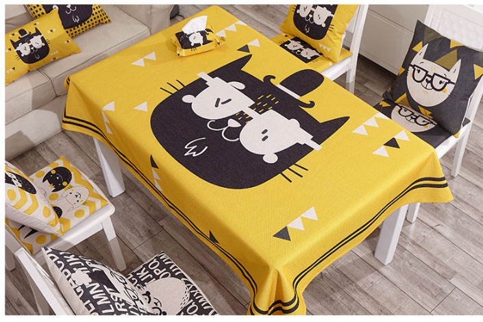 加厚桌布布艺棉麻圆桌桌布防烫茶几长方形桌布卡通餐厅台布时尚百搭