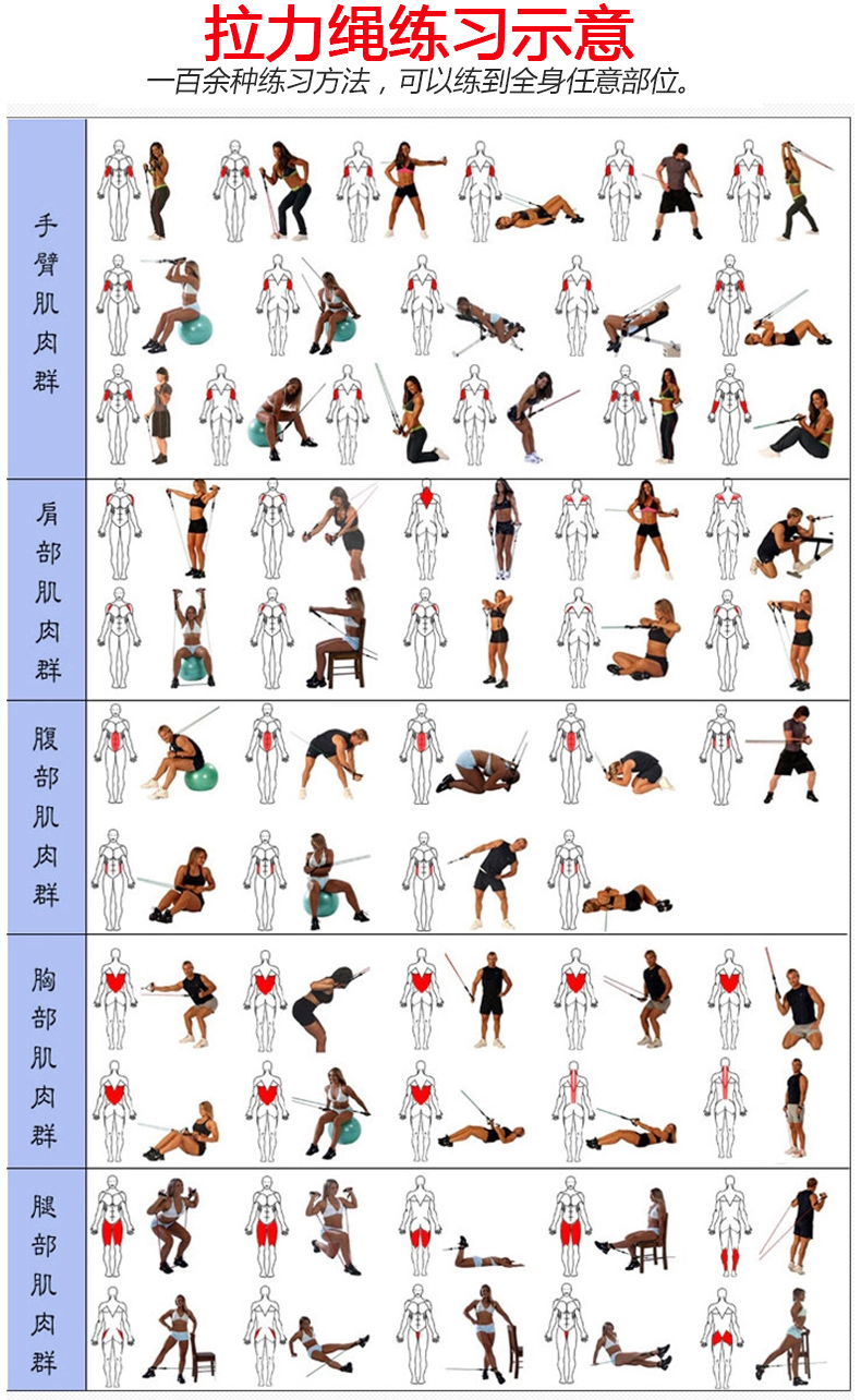 一字拉力绳弹力绳力量训练套装多功能拉力健身器材皮筋管臂力阻力带