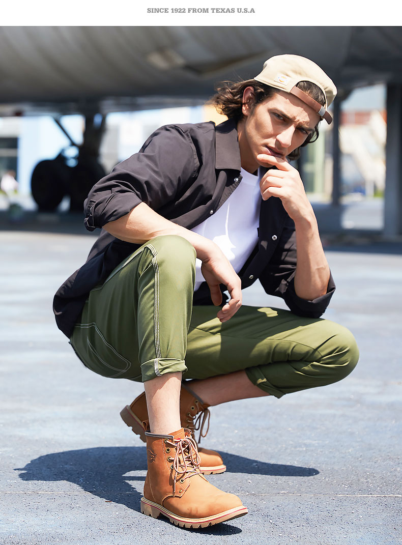 dickies秋冬季新款高帮马丁靴男欧美风复古真皮橡胶底男士靴子潮流大