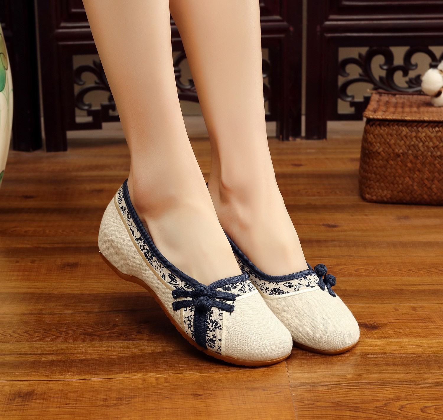 鞋子女禅意中国风内增高旗袍唐装鞋茶人服鞋中式盘扣布鞋启如休闲鞋