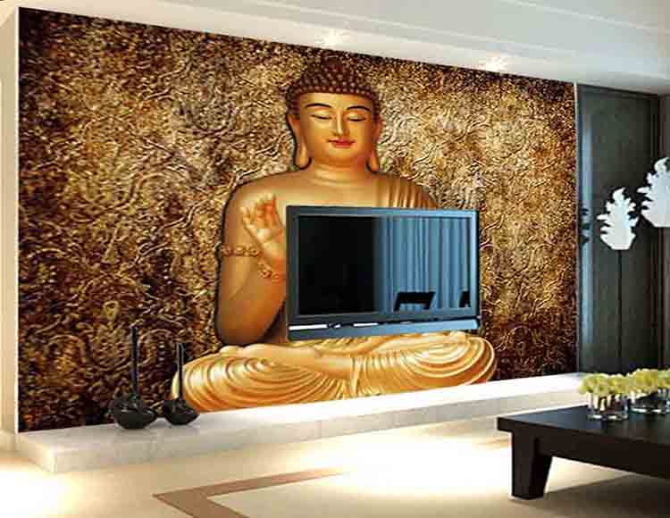 8d释迦牟尼佛电视背景墙壁纸客厅沙卧室书房无缝墙纸3d立体壁画壹德壹