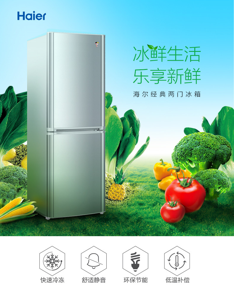 海尔haierbcd186kb186升双门冰箱家用必备租房神器小冰箱