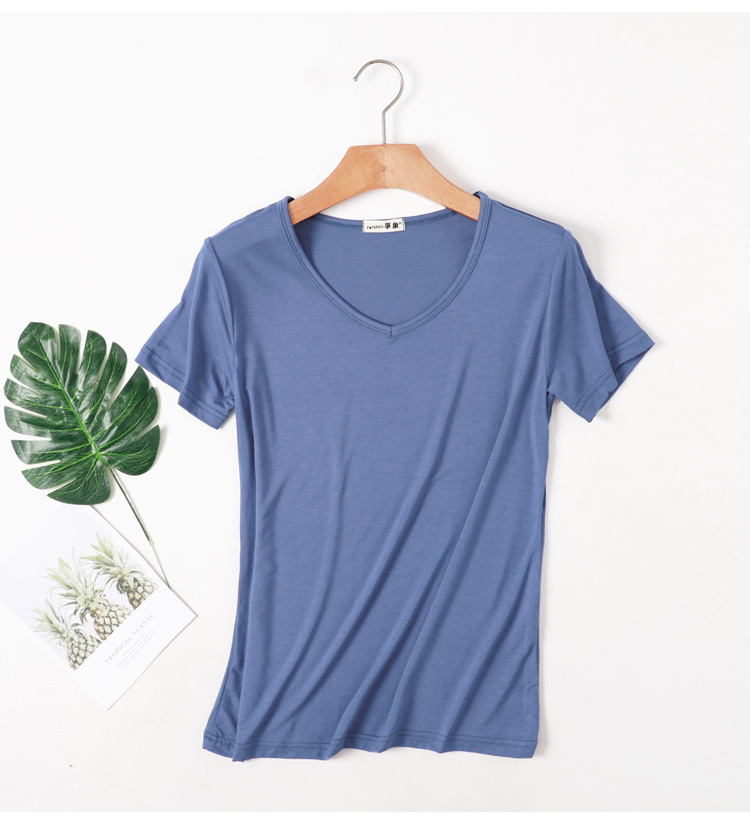 80160斤夏季新款韩版莫代尔t恤女大码短袖半袖宽松纯色圆领领t恤