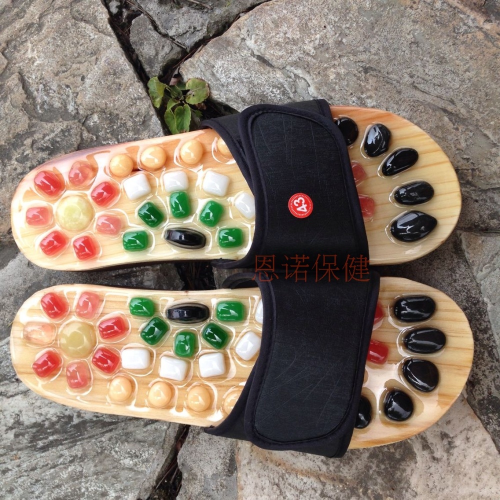 2017款】天然鹅卵石按摩拖鞋足底穴位保健鞋男女情侣足疗按摩居家鞋