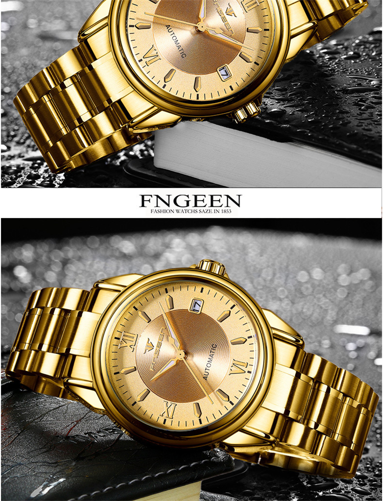 芬尊fngeen男士手表夜光镂空全自动机械表男商务休闲腕表6602