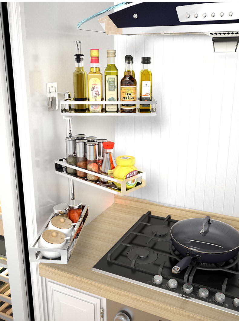 304不锈钢厨房转角置物架免打孔壁挂收纳调料架佐料架子挂件用品壹德