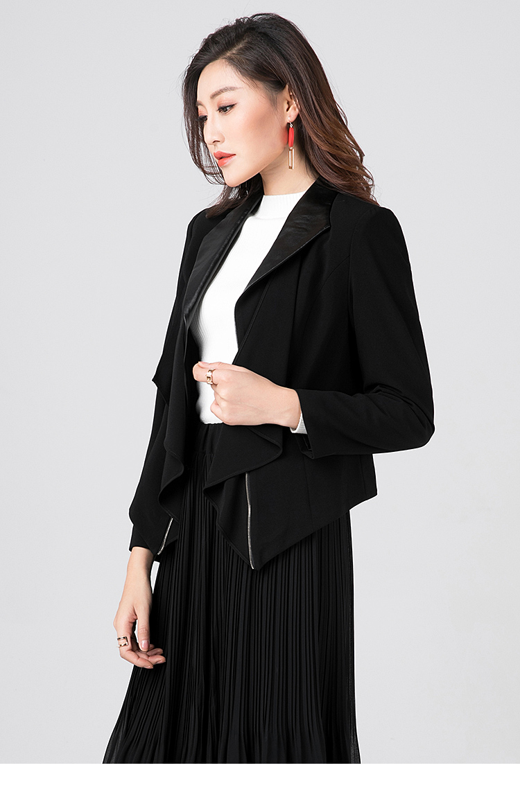 逸阳女裤逸阳春季女装雪纺职业轻薄修身小单西装短外套上衣女0325