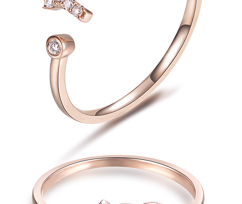 钻汇珠宝18k玫瑰金钻石戒指女镂空天蝎座求订结婚群镶钻戒定制天蝎座